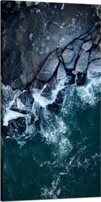 Vászonkép Természet Hullámok Tenger Sziklás Tengerpart Kék Víz 60x120