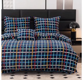 Mikroplüss ágynemű GRID sötétkék Ágyneműhuzat mérete: 2 db 70 x 90 cm | 200 x 220 cm