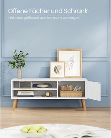 TV-állvány, 120 cm széles TV-szekrény, fehér