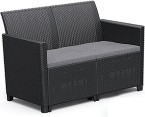 Claire 2 üléses műrattan kerti kanapé grafit
