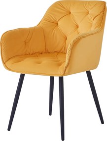 Dizájnos fotel, sárga Velvet szövet, FEDRIS NEW