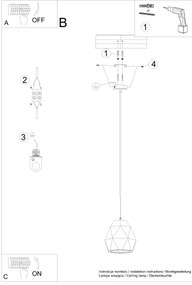 Sollux SL.1251 - Csillár zsinóron MINT 1xE27/15W/230V kerámia