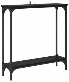 vidaXL Konzolasztal polcokkal Fekete tölgy 75 x 22,5 x 75 cm Faanyag