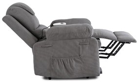 Elektromosan Vezérelhető Masszázsfunkciós Relaxfotel Szürke Színben, Felállást Segítő Funkcióval. FENIX