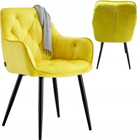 Fotel Velúr Kárpitozott Szék Puha Sárga Prince Modern