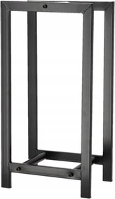 Tűzifa tároló állvány, Kosár, fekete fém, acél, Loft stílus, 60 cm