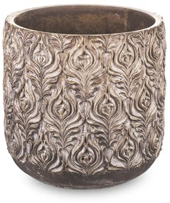 Copper design kerek aranybarna cement virágtartó kaspó dombormintával 21x21x21cm