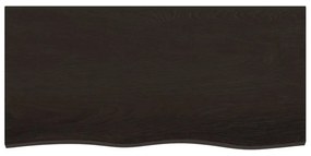 sötétbarna kezelt tömör tölgyfa fali polc 100x50x(2-6) cm