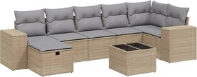 vidaXL 8 részes vegyes bézs polyrattan kerti ülőgarnitúra párnákkal