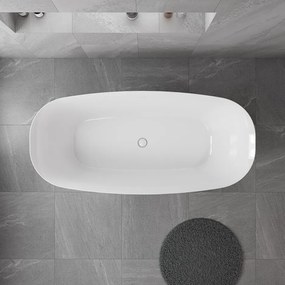 Erga Aspen, szabadon álló kád 170x78 cm + leeresztő csavar, fehér fényes, ERG-ASPEN-170078-WH-WH