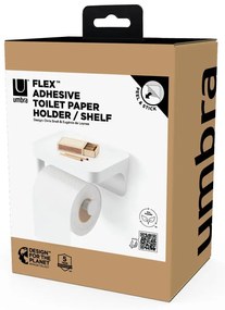 Fehér öntapadós újrahasznosított műanyag WC-papír tartó Flex Adhesive – Umbra