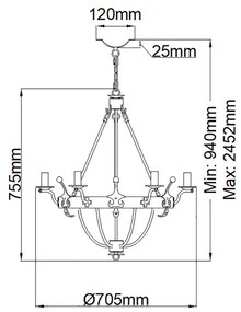 Elstead Lighting WINDSOR WINDSOR6-GR Csillár 6x60W/E14