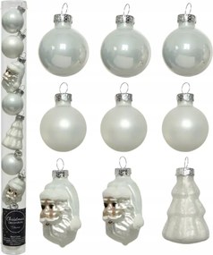 Üveg karácsonyfa gömbök Mikulás karácsonyfa 9db Fehér karácsonyfa