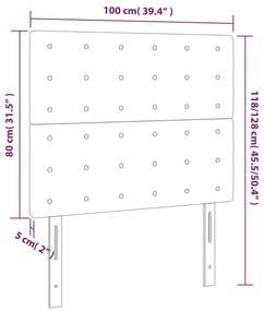sötétzöld bársony LED-es fejtámla 100x5x118/128 cm