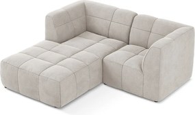 Bézs bársony sarokkanapé (bal oldali-heverő résszel) Aloha – Makamii