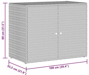 fekete polyrattan kerti tárolószekrény 100 x 55,5 x 80 cm
