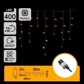 Aigostar - LED kültéri fénylánc 400xLED/8 funkcióval 23x0,6m IP44 meleg fehér