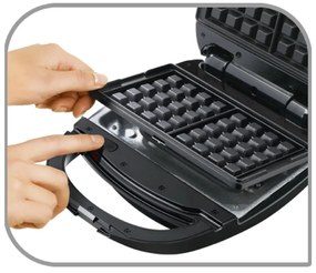 Fekete-ezüstszínű szendvicssütő Snack Time - Tefal