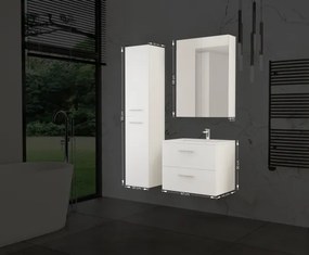 KATE mosdóval szerelt fürdőszobai szekrény + tükörszekrény + fali szekrény fehér