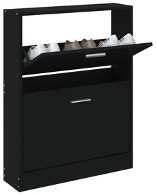 fekete szerelt fa cipőszekrény 59x17x81 cm