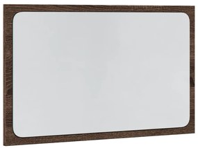 Barna tölgy szerelt fa LED-es fürdőszobatükör 60 x 8,5 x 38 cm