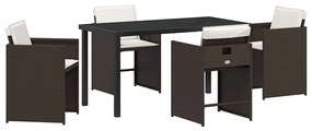 vidaXL Kert étkező szett párnával 5 pcs Barna polirattan