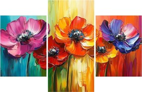 Kép - Öt színes virág (90x60 cm)