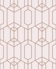 Világos Rózsaszín Geometrikus Tapéta Arany Vonal Minta