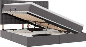 vidaXL Tárolós Ágy matracmal fejtámlával Szürke 180 x 200 cm Műbőr