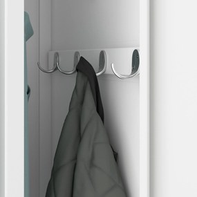 Pléh öltözőszekrény talpazaton, kétmodulos, polccal és köztes fallal KACPER, 800 x 1800 x 500 mm, fehér