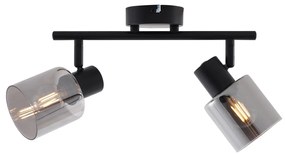 Modern mennyezeti lámpa fekete kerek füstüveggel, 2 fényforrás - Cilin