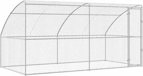 vidaXL Kutyaház tárolóval 2 pcs Ezüst 4 x 2 x 2 m Horganyzott acél