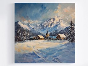 Poszter Kilátás Hegyek Tátra Falu Házak Település Tél Hó 80x80