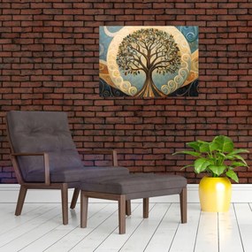 Üveg kép – Életfa és spirálok (70x50 cm)