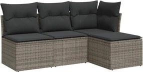 vidaXL 4 részes szürke polyrattan kerti ülőgarnitúra párnákkal
