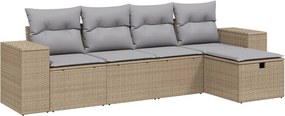 vidaXL 5 részes vegyes bézs polyrattan kerti ülőgarnitúra párnákkal