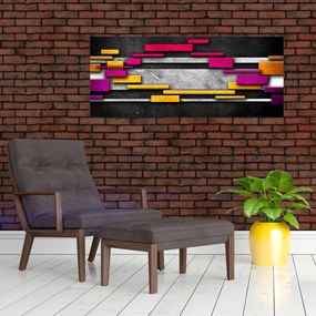 Egy kép a színes absztrakció fekete alapon (120x50 cm)