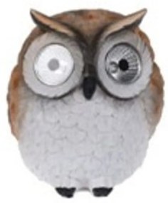 Owl Napelemes lámpa, 14x14.5x15.5 cm, poliston, barna