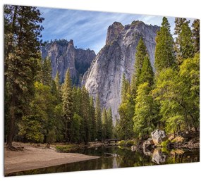 Kép - A Yosemite szikla alatt (üvegen) (70x50 cm)