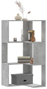 3 szintes betonszürke szerelt fa sarok könyvespolc 50x50x102 cm