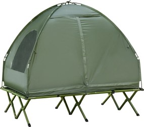 Outsunny Tetős Kempingágy Léghálós Ágytakaróval Pumpás Matrac 193 x 136 x 180 cm 2 Fős Vendégágy Maximum 160 kg Extra Széles Összecsukható Kültéri Ágy