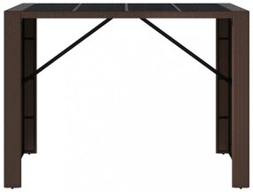 barna polyrattan kerti asztal üveglappal 145 x 80 x 110 cm