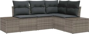 vidaXL Kerti Kanapé Szett 4 pcs Szürke polirattan