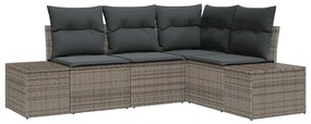 vidaXL Kerti Kanapé Szett 4 pcs Szürke polirattan