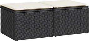 vidaXL 2 részes fekete polyrattan akácfa kerti ülőgarnitúra párnával