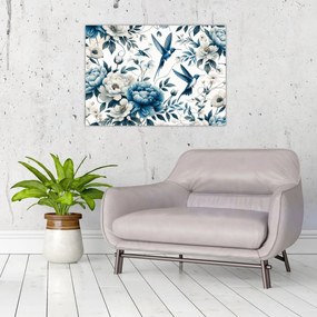 Kép - Kolibrikok virágokkal (70x50 cm)