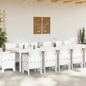 15 Darabos Kerti Étkező Garnitúra Fehér Polirattan, Kert Asztal Fehér 200x100x73 cm Polirattan, Kert Asztal Fehér 150x100x73 cm Polirattan, Kert Székek 2 db Fehér Polirattan, Kert Székek 4 db Fehér Polirattan