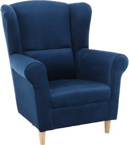 Füles fotel, szövet kék, CHARLOT