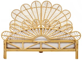 Világosbarna rattan franciaágy 160 x 200 cm FLORENTINE Beliani