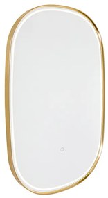 Fürdőszobai tükör rézszínű LED-del, 3 fokozatban dimmelhető, érintőgombos, ovális - Miral